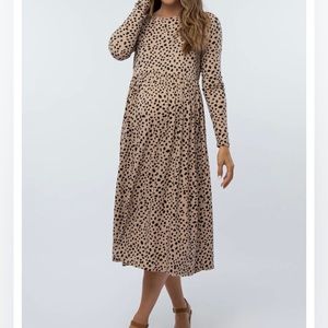 Pinkblush animal print maternity transitional midi dress EUC. Made in USA!